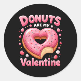 Cute Heart Doughnut With Pink Frosting Valentines  Classic Round Sticker