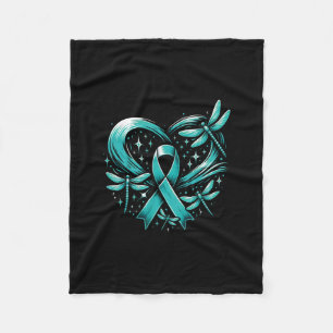 Cute Heart Dragonflies Cervical Cancer Awareness Fleece Blanket