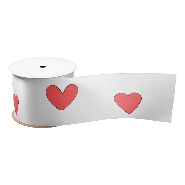 Cute Heart Drawings Satin Ribbon (Spool)