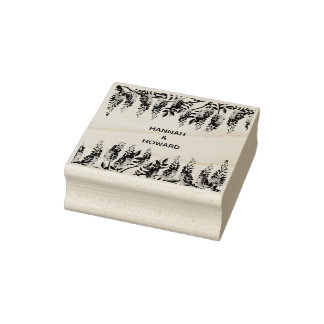 Cute Heart & Elegant Script Family Return Address Rubber Stamp