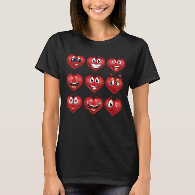 Cute Heart Emojis Gift Valentines Day Emoji T-Shirt (Front)