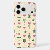 Cute Heart Flower Motif Cream Pattern