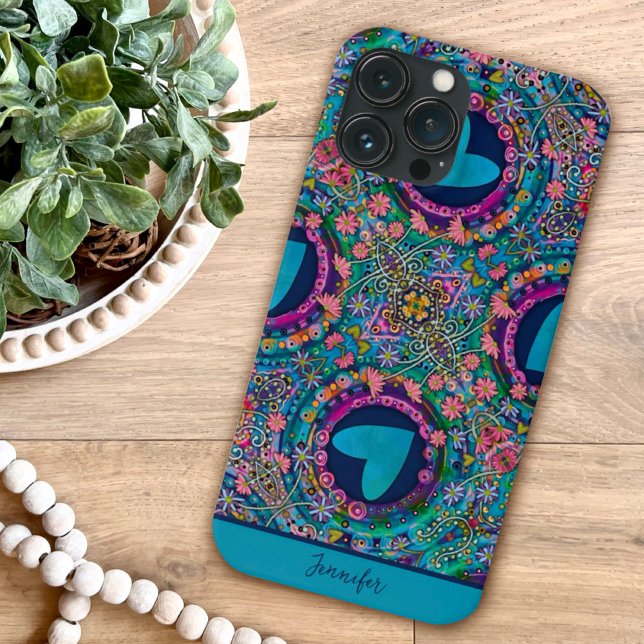 Cute Heart Flowers Girly Fun Custom Pattern  Case-Mate iPhone Case (Creator Uploaded)