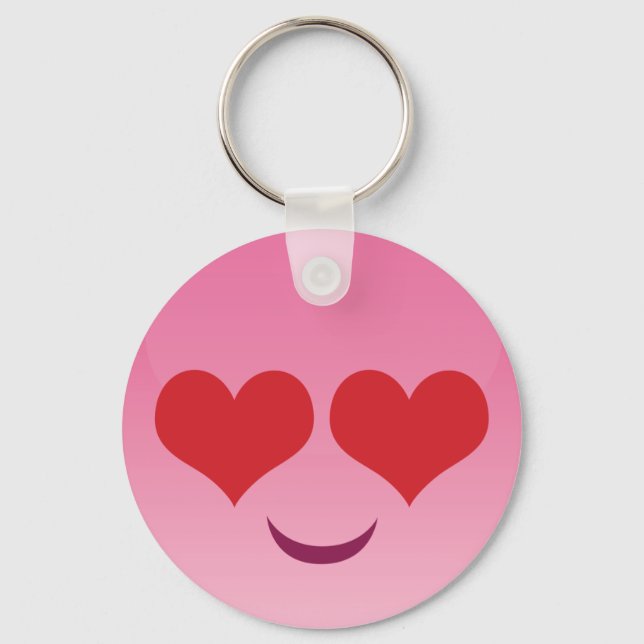 Cute Heart for Eyes Pink emoji Key Ring (Front)