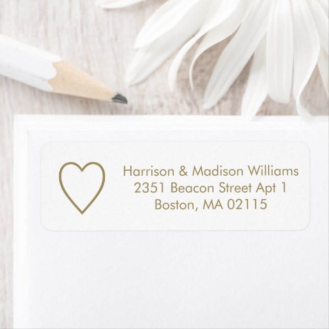 Cute heart gold white custom Return Address (Insitu)