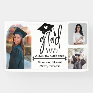 Cute Heart Grad 2025 Photo Collage Banner