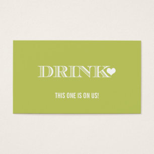 Cute Heart Green Wedding Drink Ticket