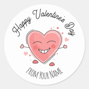 Cute heart Happy Valentine's Day Classic Round Sticker