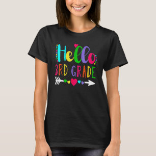Cute Heart Hello 3rd Grade First Day Back To Schoo T-Shirt