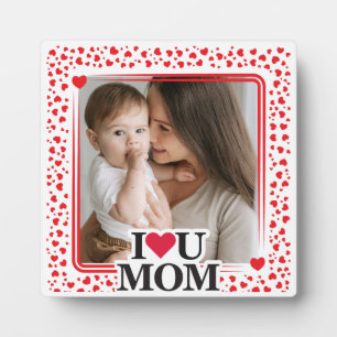 Cute HEART I LOVE YOU MOM Mother's Day Photo Gift Plaque