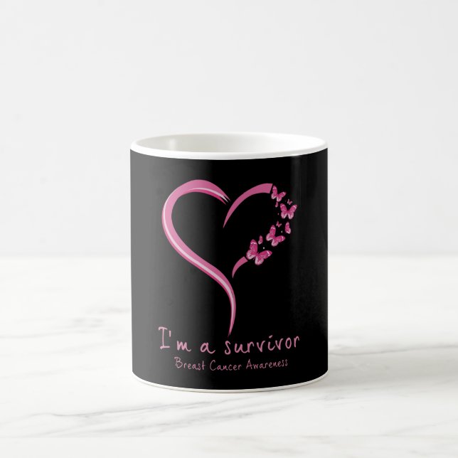 Cute Heart I’m A Survivor Breast Cancer Awareness Coffee Mug (Center)