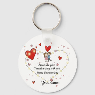Cute heart illusration key ring