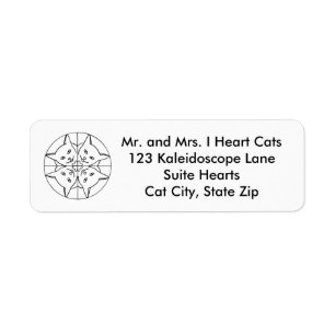 Cute Heart Kaleidoscope Cats Address Labels