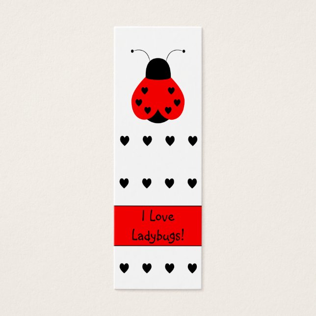 Cute Heart Ladybug Bookmark (Front)