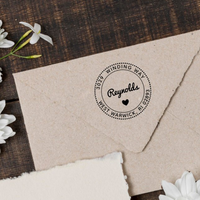 Cute Heart Last Name & Address Rubber Stamp (Creator Uploaded)