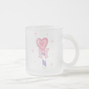 Cute Heart Lollipop Frosted Glass Coffee Mug