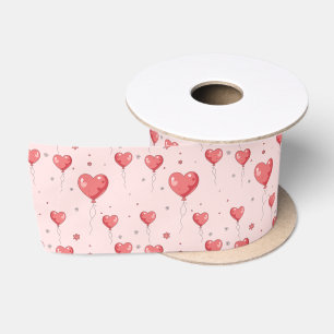 Cute Heart Love Balloons Satin Ribbon