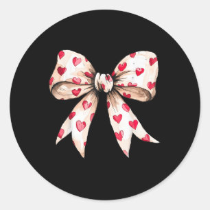 Cute Heart Love Coquette Bow Valentine’s Day Women Classic Round Sticker