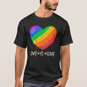 Cute Heart Love Is Love Rainbow Lgbt Lesbian Gay P T-Shirt