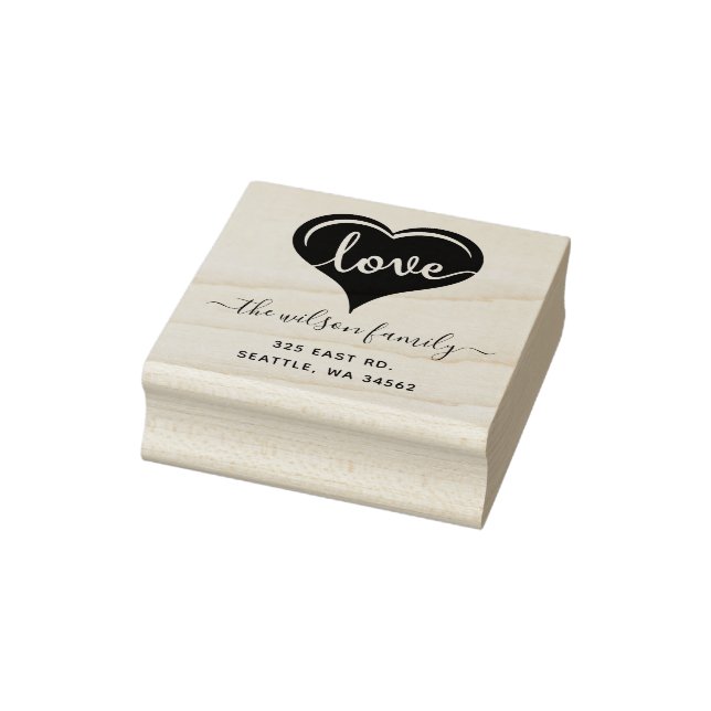 Cute Heart Love Script Return Address Rubber Stamp (Stamp)