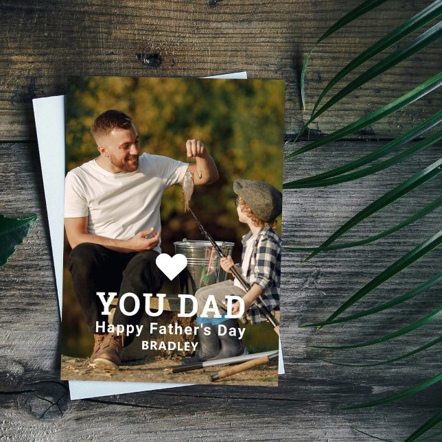 Cute HEART LOVE YOU DAD Photo Father's Day Holiday Card (Creator Uploaded)