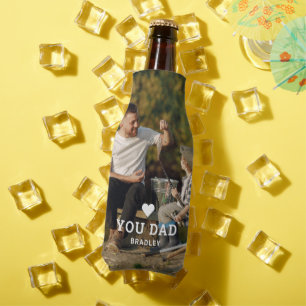 Cute HEART LOVE YOU DAD Photo Names Bottle Cooler