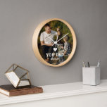 Cute HEART LOVE YOU DAD Photo Names Clock<br><div class="desc">Cute HEART LOVE YOU DAD Photo Names Wall Clock features your favourite photo with the text "(love heart) you Dad" in modern white script with your names below. Personalise by editing the text in the text box provided and adding your own picture. Perfect for Christmas, birthday and Father's Day gifts....</div>