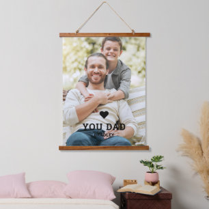 Cute HEART LOVE YOU DAD Photo Names Hanging Tapestry