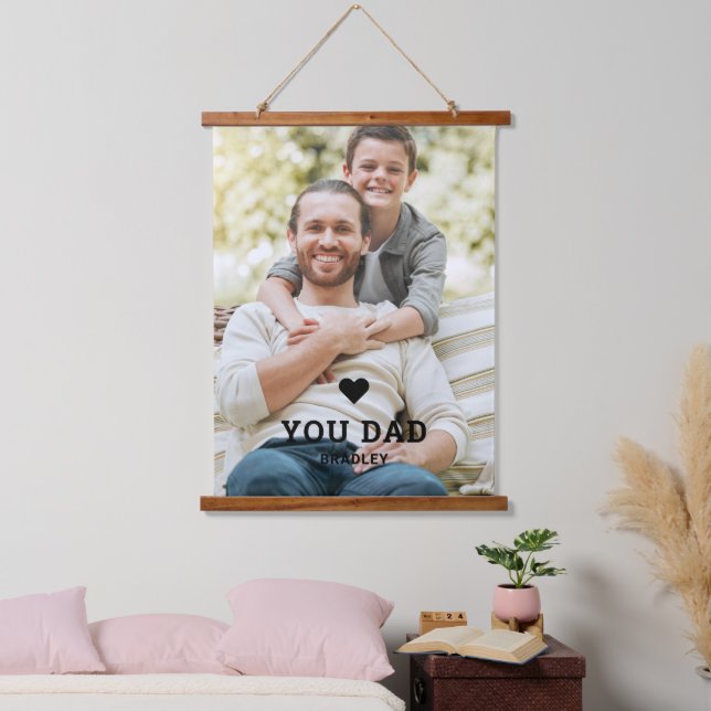 Cute HEART LOVE YOU DAD Photo Names Hanging Tapestry (Bedroom)