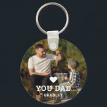 Cute HEART LOVE YOU DAD Photo Names Key Ring<br><div class="desc">Cute HEART LOVE YOU DAD Photo Names Keychain features your favourite photo with the text "(love heart) you Dad" in modern white script with your names below. Personalise by editing the text in the text box provided and adding your own picture. Perfect for Christmas, birthday and Father's Day gifts. Designed...</div>