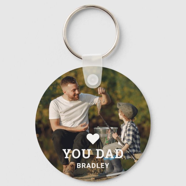 Cute HEART LOVE YOU DAD Photo Names Key Ring (Front)