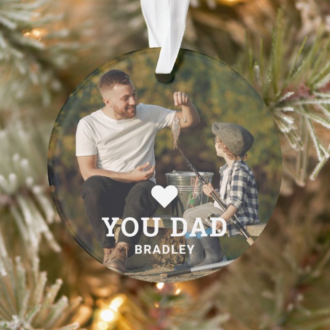 Cute HEART LOVE YOU DAD Photo Names Ornament (Tree)