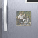 Cute HEART LOVE YOU DAD Photo Names Stone Magnet<br><div class="desc">Cute HEART LOVE YOU DAD Photo Names Magnet features your favourite photo with the text "(love heart) you Dad" in modern white script with your names below. Personalise by editing the text in the text box provided and adding your own picture. Perfect for Christmas, birthday and Father's Day gifts. Designed...</div>