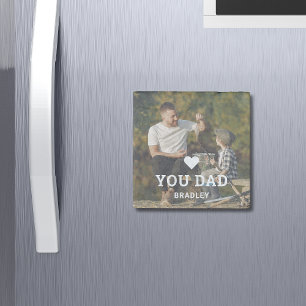 Cute HEART LOVE YOU DAD Photo Names Stone Magnet