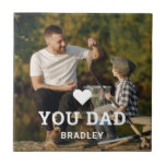 Cute HEART LOVE YOU DAD Photo Names Tile<br><div class="desc">Cute HEART LOVE YOU DAD Photo Names Decorative Tiles features your favourite photo with the text "(love heart) you Dad" in modern white script with your names below. Personalise by editing the text in the text box provided and adding your own picture. Perfect for Christmas, birthday and Father's Day gifts....</div>