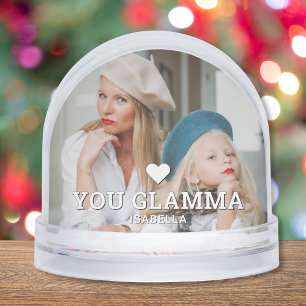 Cute HEART LOVE YOU GLAMMA Mother's Day Photo Snowglobe