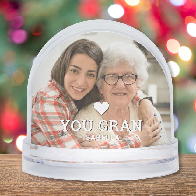 Cute HEART LOVE YOU GRAN Mother's Day Photo Snowglobe (Creator Uploaded)