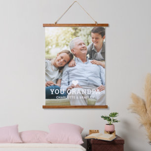 Cute HEART LOVE YOU GRANDPA Photo Names Hanging Tapestry