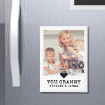 Cute Heart Love You Granny Mother's Day Photo Magnet<br><div class="desc">Cute Heart Love You Granny Mother's Day Photo Magnet features your favourite photo with the text "(love heart) you Granny" in modern script with your names below on a white background. Personalise by editing the text in the text box provided and adding your own picture. Makes the perfect personalised gift...</div>