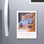 Cute Heart Love You Granny Mother's Day Photo Magnet<br><div class="desc">Cute Heart Love You Granny Mother's Day Photo Magnet features your favourite photo with the text "(love heart) you Granny" in modern script with your names below on a white background. Personalise by editing the text in the text box provided and adding your own picture. Makes the perfect personalised gift...</div>