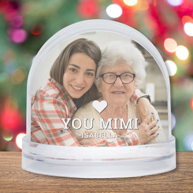 Cute HEART LOVE YOU MIMI Mother's Day Photo Snowglobe (Creator Uploaded)