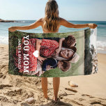 Cute HEART LOVE YOU MOM Mother's Day Photo Beach Towel<br><div class="desc">Cute Heart Love You Mum Mother's Day Photo Beach Towel features your favourite photo with the text "(love heart) you Mum" in modern white script with your names below. Personalise by editing the text in the text box provided and adding your own picture. Designed by ©Evco Studio www.zazzle.com/store/evcostudio</div>