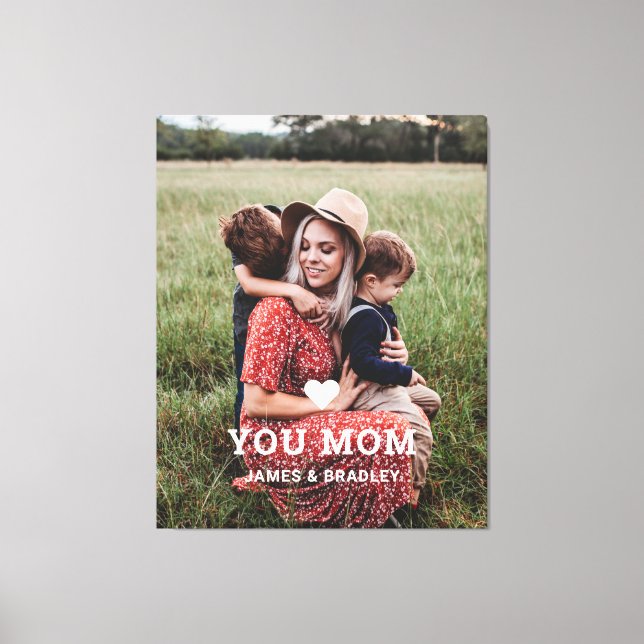 Cute HEART LOVE YOU MOM Mother's Day Photo Canvas Print (Front)