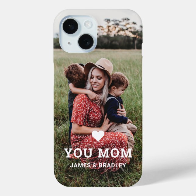 Cute HEART LOVE YOU MOM Mother's Day Photo Case-Mate iPhone Case (Back)