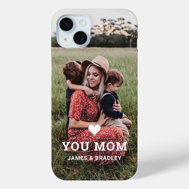 Cute HEART LOVE YOU MOM Mother's Day Photo Case-Mate iPhone Case (Back)