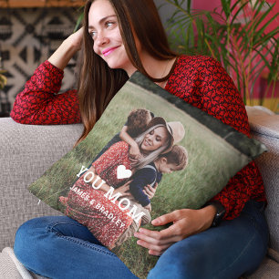 Cute HEART LOVE YOU MOM Mother's Day Photo Cushion