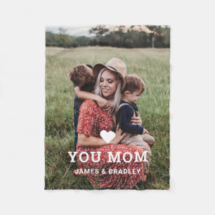 Cute HEART LOVE YOU MOM Mother's Day Photo Fleece Blanket