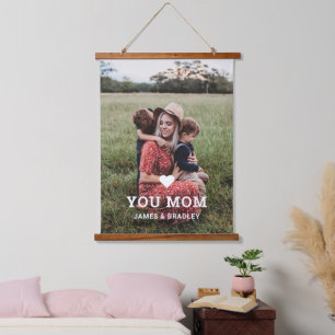 Cute HEART LOVE YOU MOM Mother's Day Photo Hanging Tapestry