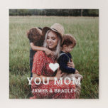 Cute HEART LOVE YOU MOM Mother's Day Photo Jigsaw Puzzle<br><div class="desc">Cute Heart Love You Mum Mother's Day Photo Puzzle features your favourite photo with the text "(love heart) you Mum" in modern white script with your names below. Personalise by editing the text in the text box provided and adding your own picture. Designed by ©Evco Studio www.zazzle.com/store/evcostudio</div>