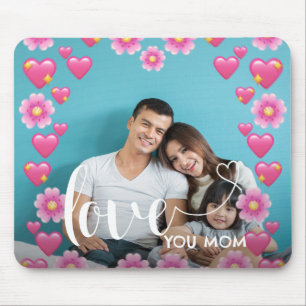 Cute HEART LOVE YOU MOM Mother's Day Photo  Mouse Mat